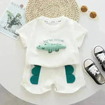 Baby Boy Three-dimensional Printing Fashionable Two piece Short sleeve polo shirt and Short