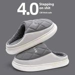 Rhombic Sewing Plush Slippers For Men Winter Warm Non-slip House Shoes Women's Bedroom Floor Home Slipper Couple