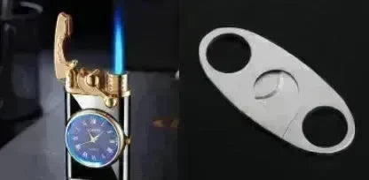 New Lighter With Electric Watch Rocker Arm Automatic Ignition Straight Blue Flame Lighter Creative Real Dial Inflatable Windproof Cigar Lighter Men's Watch Gift - EX-STOCK CANADA