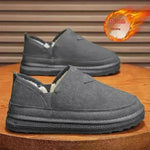 V-cut Fleece Snow Boots Winter Warm Round-toed Suede Ankle Boot Fashion Simple Non-slip Flat Cotton Shoes For Men