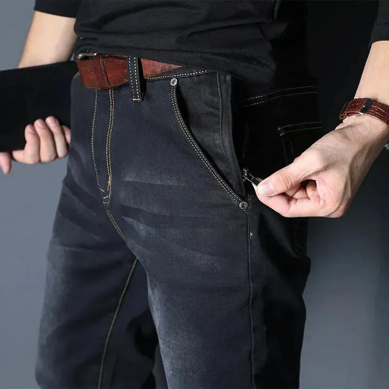 Men's denim jeans straight fitted pants