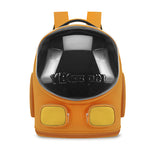 Orange pet carrier with a transparent dome on a white background