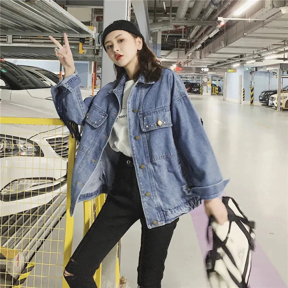 Elegant women Oversized Embroidered Tassel Fringe Denim Jacket - EX-STOCK CANADA