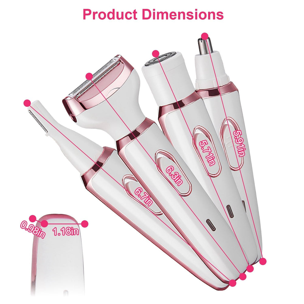 1Pc 4 In 1 Electric Razor For Women Painless Grooming Kit Rechargeable Eyebrow Nose Hair Pubic Hair Bikini Trimmer Face Shaver EX-STOCK