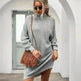 Winter Solid Knitted turtleneck sweater dress Mini - EX-STOCK CANADA