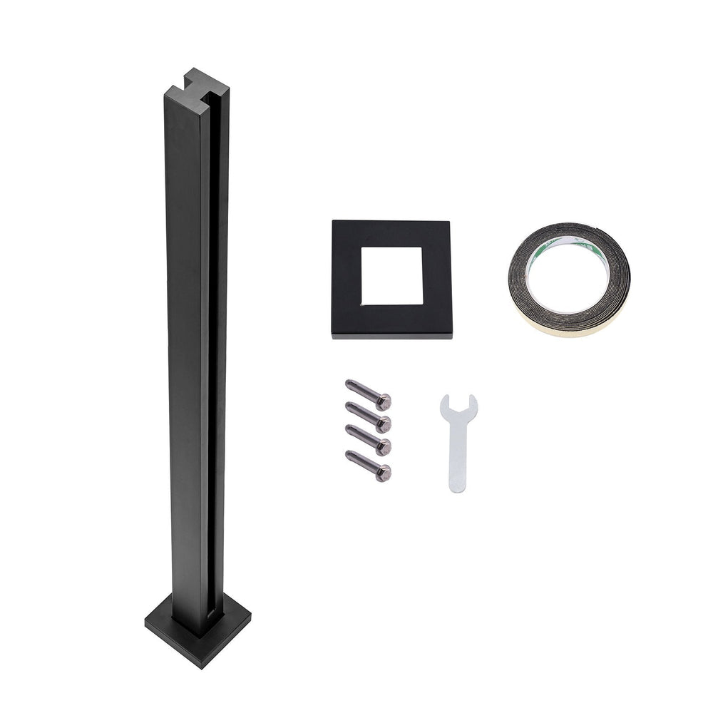 Thickness Tempered Glass, 304 Stainless Steel Glass Mounting Clamp, Glass Shelf Bracket For Balcony, Garden, Deck, Stair, Black EX-STOCK