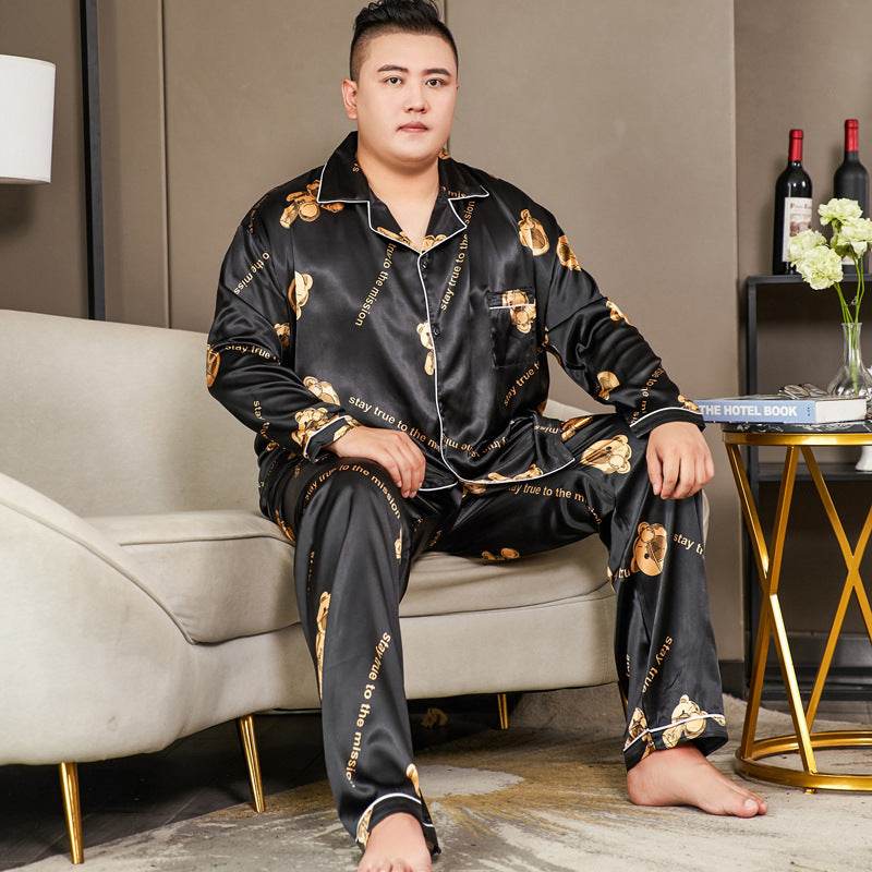Cut Flower Fat Men's Pajamas Extra Ice Silk EX-STOCK