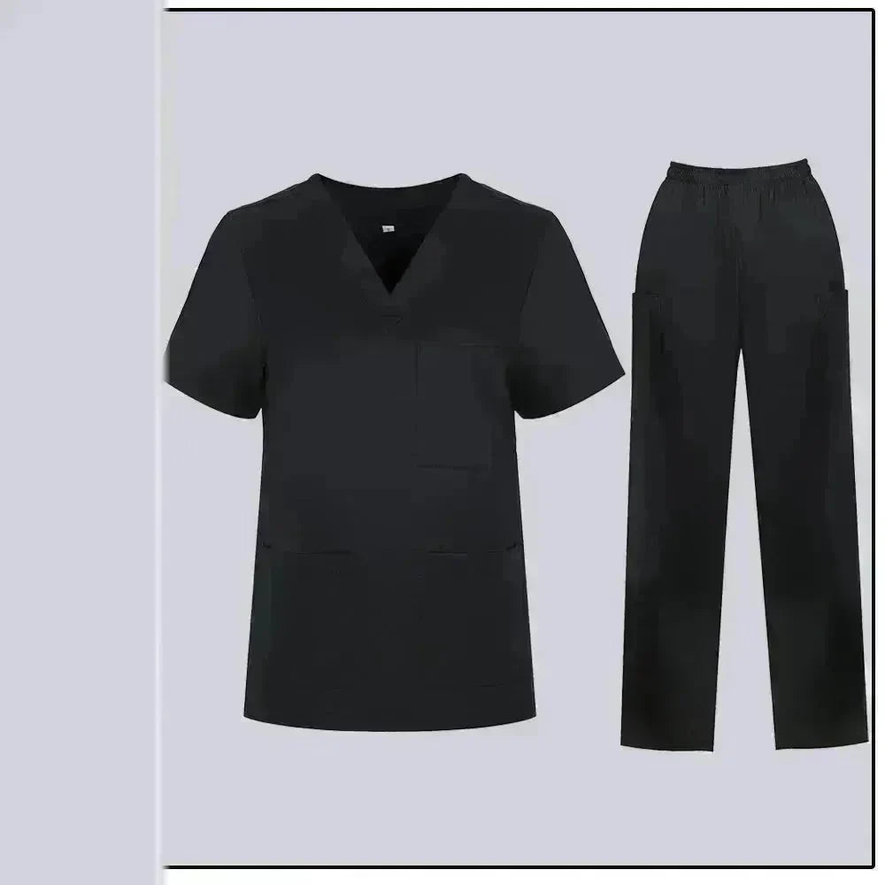 Women Nurse Uniform Female Hospital Nurse Costume V Neck Top Pants Set Nursing Uniforms Women Scrubs Set for Beauty Salon Massaging Workwear - EX-STOCK CANADA