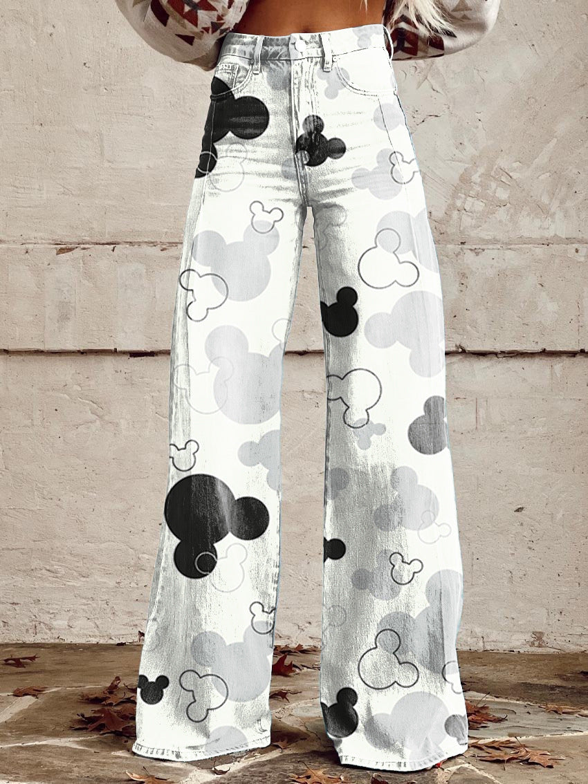 Horn Simulation Denim Trousers Loose Pants For Women 