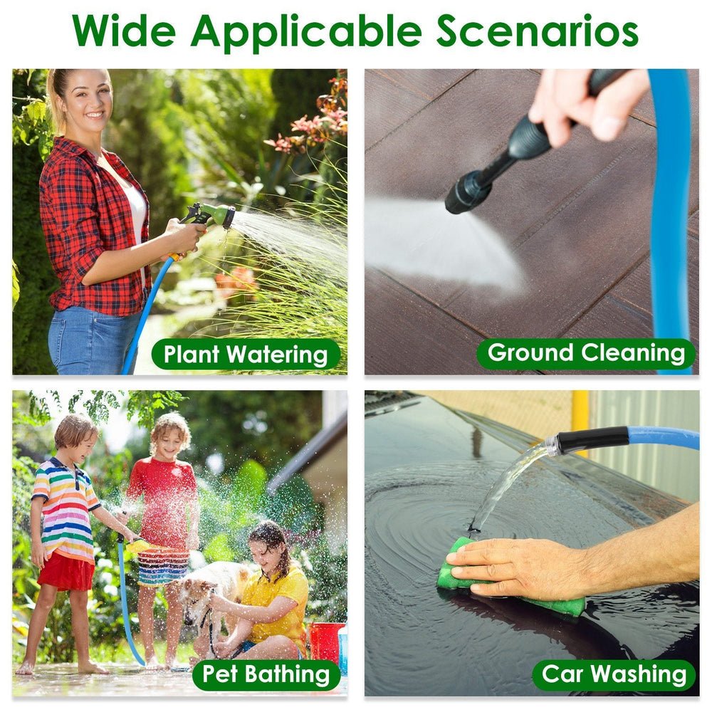 25FT-50FT Options -- 1Pc Non-Expanding Flexible Garden Hose Heavy Duty PVC Water Hose Leak-Resistant Kink-Free All-weather Burst 500PSI EX-STOCK