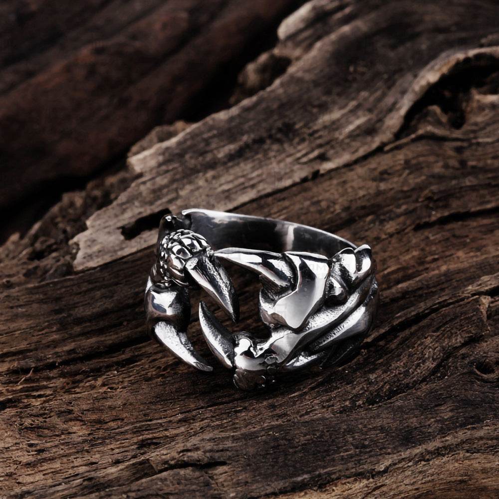 Men's Domineering Open Dragon Claw Ring Punk Chrome Jewelry Titanium Steel Dragon Claw Heart Party Rings For Men EX-STOCK