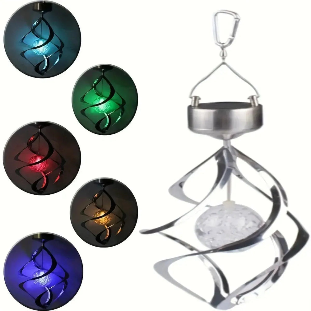 Wind Spinner Solar Light, LED Wind Chimes, Outdoor Decor Changing Color Ball Wind Chimes Solar Hanging Lantern For Home Garden Outdoor Decoration - EX-STOCK CANADA