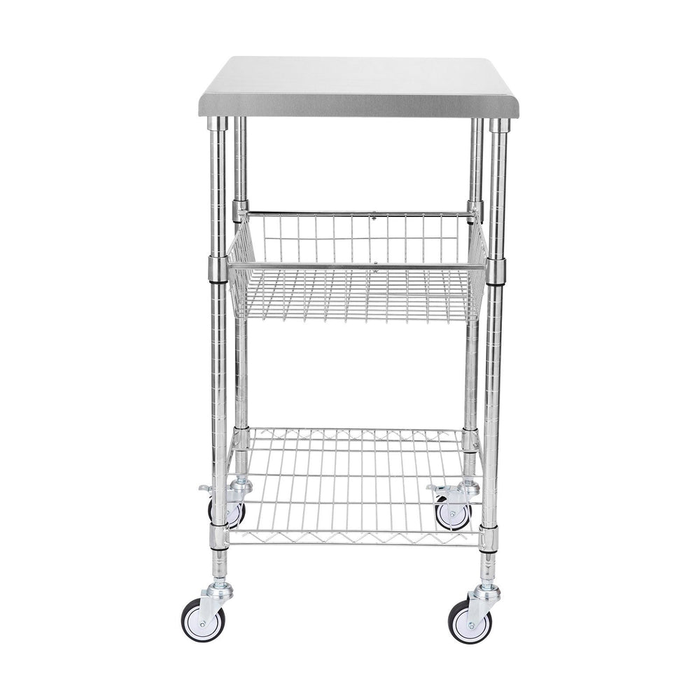 3-Tier Utility Cart Rolling Cart On Wheels 470 LBS 6 Hooks EX-STOCK