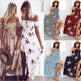 Elegant Ladies Summer Boho Vacation Resort Slit Maxi dress off shoulder Long floral Beach summer slit dress - EX-STOCK CANADA