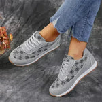 Flower Print Lace-up Sneakers Casual Fashion Lightweight Breathable Walking Running Sports Shoes Women Flats - EX-STOCK CANADA