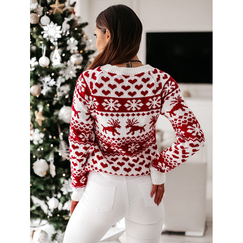 Christmas Elk Long Sleeve Knitted Sweater EX-STOCK Canada 