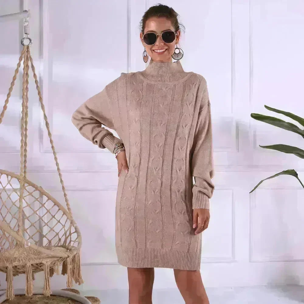 Autumn Winter Knitted Mini Sweater dress - EX-STOCK CANADA