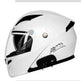 White motorcycle helmet with black accents on a white background
