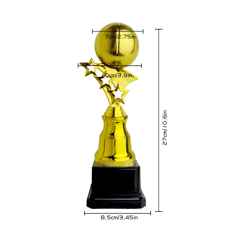 Kids Sports Star Trophy – Football & Basketball Award, Gold Plastic (3 Sizes)