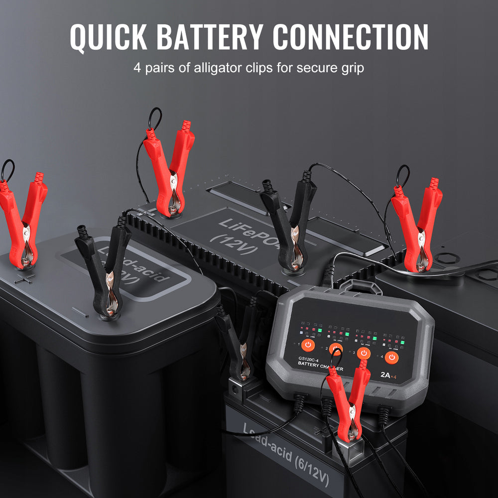 Chargeur de batterie intelligent VEVOR, 8 ampères, chargeur de batterie voiture LiFePO4 et plomb-acide, chargeur entièrement automatique avec fonction d'entretien et désulfatation pour bateau, moto, tondeuse à gazon, voiturette de golf et cycle profond marinEX-STOCK Canada 