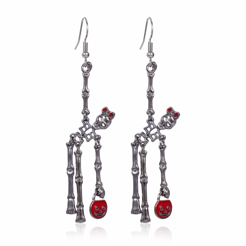 3pcs Halloween Skeleton Earrings And Necklace Set Creative Retro Personality Jewelry Accessories EX-STOCK