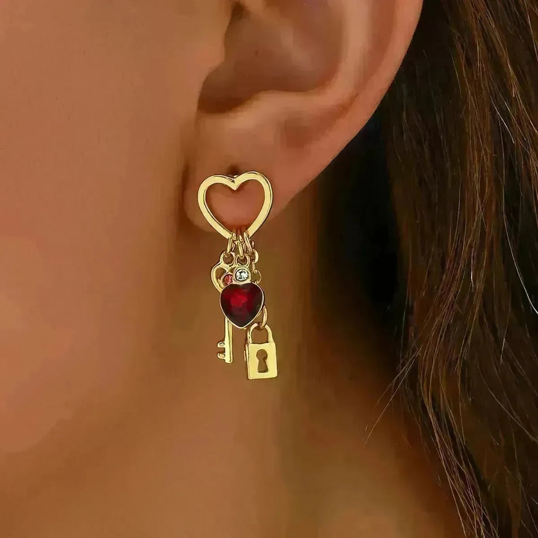 Simple Love Female Diamond Lock-shaped Special-interest Earrings - EX-STOCK CANADA