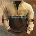 Casual 3D Digital Printing Stand Collar Men's Street Quarter Zip Sweatshirt top - EX-STOCK CANADA