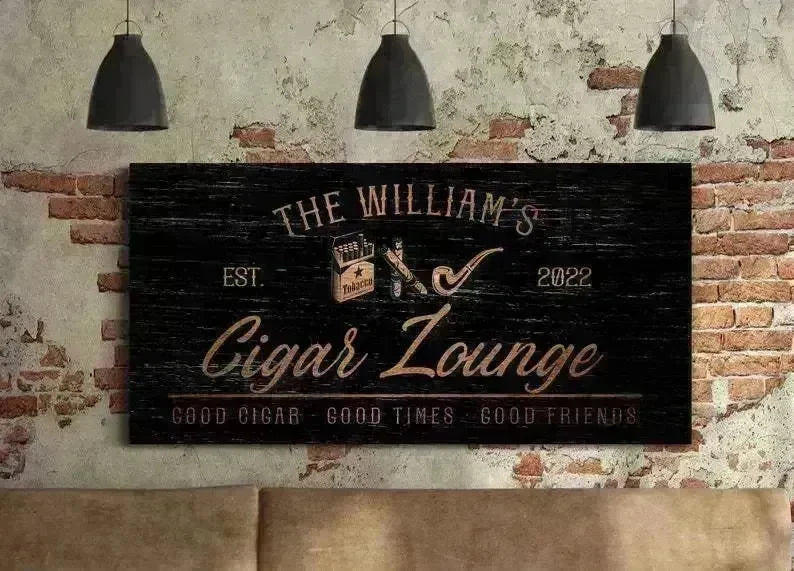 Personalized Farmhouse Wall Art for Cigar rooms, Bars and Lounges - EX-STOCK CANADA