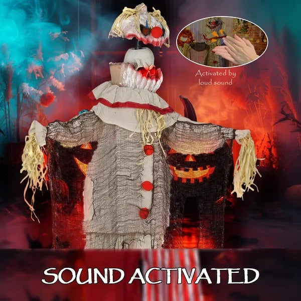 68 Life Size Halloween Animated Pumpkin Clown With Glowing LED Eyes, Battery Operated, Indoor Party Props EX-STOCK Canada 