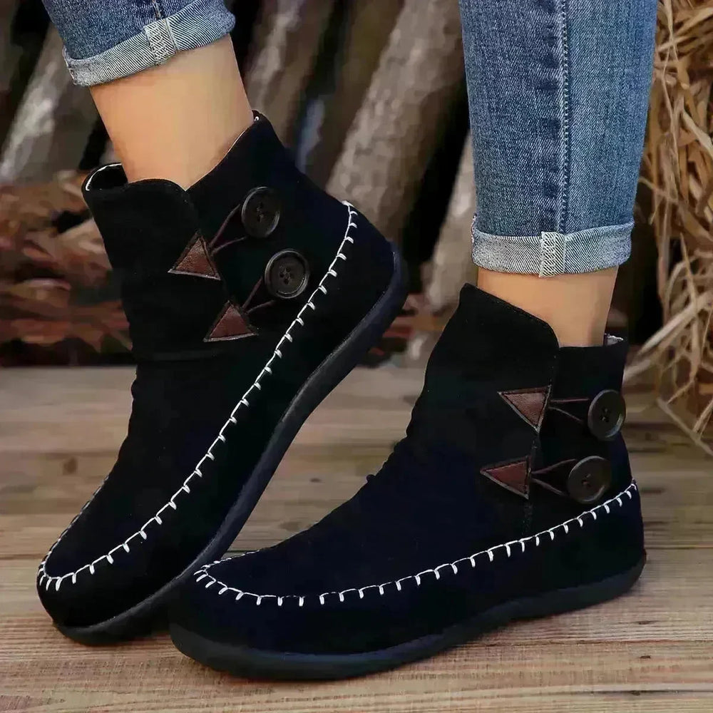 Button Design Ankle Boots For Women Autumn And Winter - EX-STOCK CANADA
