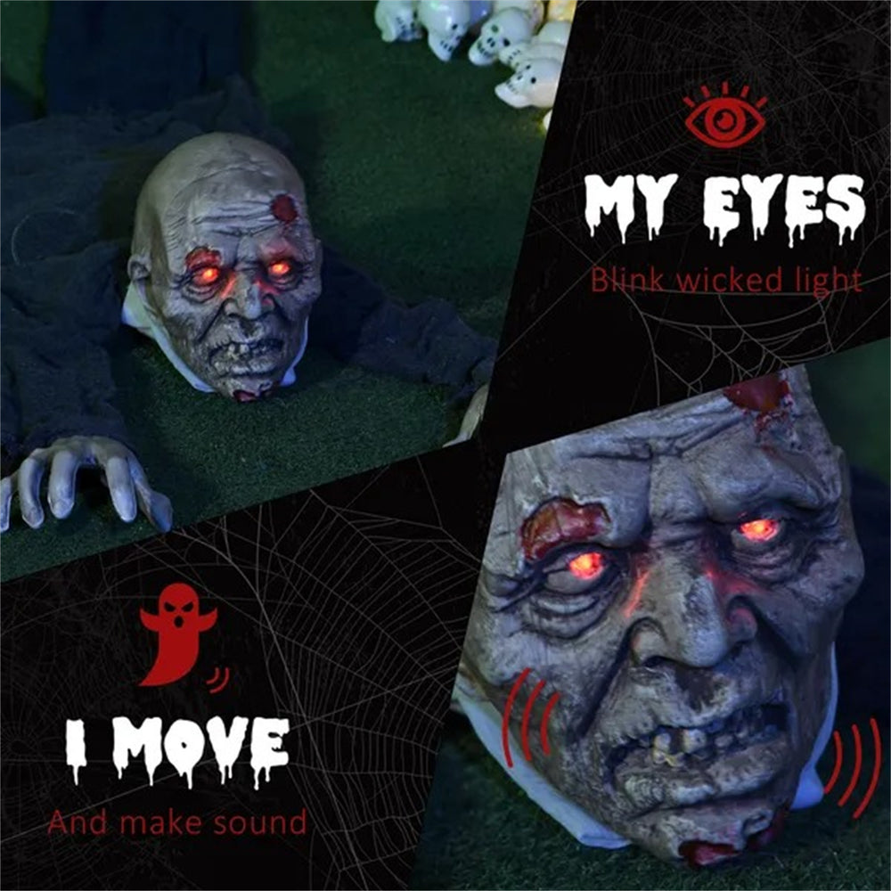5.2ft Life Size Outdoor Halloween Decoration Crawling Zombie, Animated Prop Decor With Sound And Motion Activated, Light Up Eyes, Creepy Sound EX-STOCK Canada 