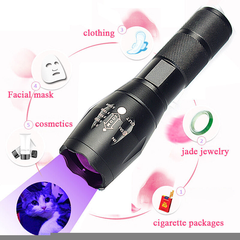 UV Torch Ultra Violet Flashlight Zoomable Blacklight Lamp LED Super Bright 250000lm 2 In 1 395nm Mini Pocket Inspection Light 2 Pack EX-STOCK