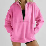 Media cremallera de la mujer Fashion Fashion Casual Ejercicio de sudadera de sudadera de gran tamaño