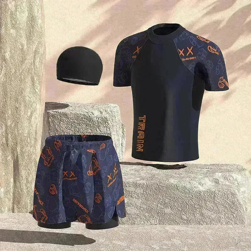 Ragazzi più anziani Stampa casual costume da bagno casual due pezzi per ragazzi costumi da bagno per ragazzi