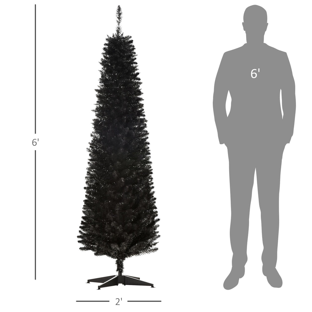 6 Pencil Christmas Tree, Slim Artificial Xmas Tree With Realistic Branches, Sturdy Metal Stand, Black EX-STOCK Canada 