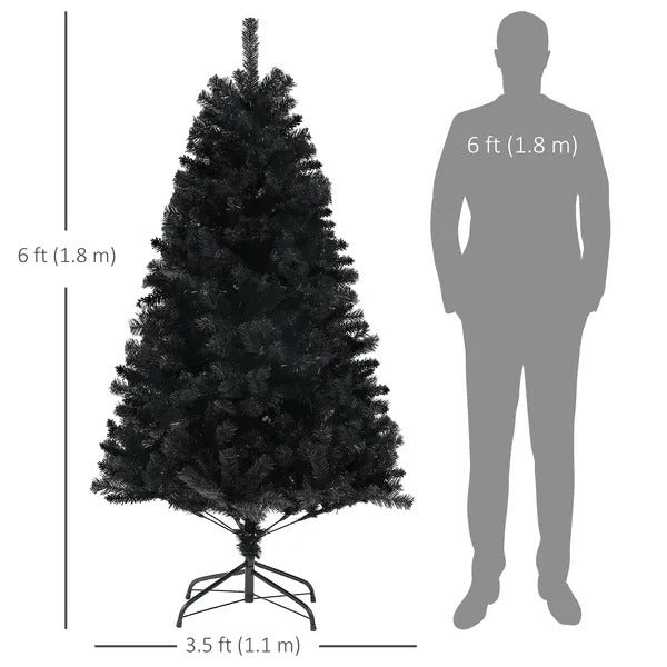 6ft Artificial Christmas Trees With Auto Open And Steel Base, Black EX-STOCK Canada 