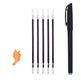 Black pen with four black ink cartridges and an orange arrowhead on a white background