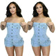 Strapless denim jumpsuit denim tube top jumpsuit  Denim short Jumpsuit women Denim Short Rompers jean romper shortsjean jumpsuit shorts - EX-STOCK CANADA