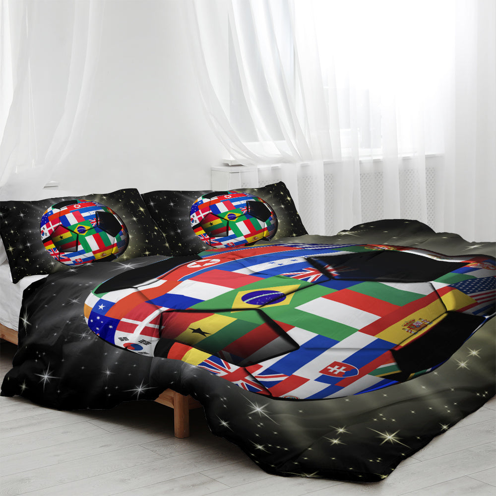 3D Soccer Ball Bedding Set Football World Flags Print Duvet Cover Sets For Teen Boys Sports Bedding Sets Universe Stars Black Bed Quilt Cover EX-STOCK Canada 