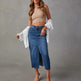 Women's Fashion Slimming front split Midi Denim Skirt - EX-STOCK CANADA