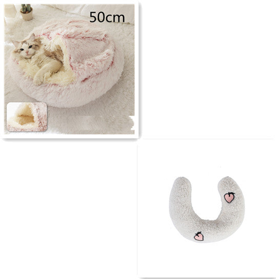 2 In 1 Dog And Cat Bed Pet Winter Bed Round Plush Warm Bed House Soft Long Plush Pets Bed Pet Products EX-STOCK Canada 