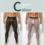 Men's Ultra thin Ice Silk Long John Skinny Flesh Nude Reflective Slim Leggings - EX-STOCK CANADA