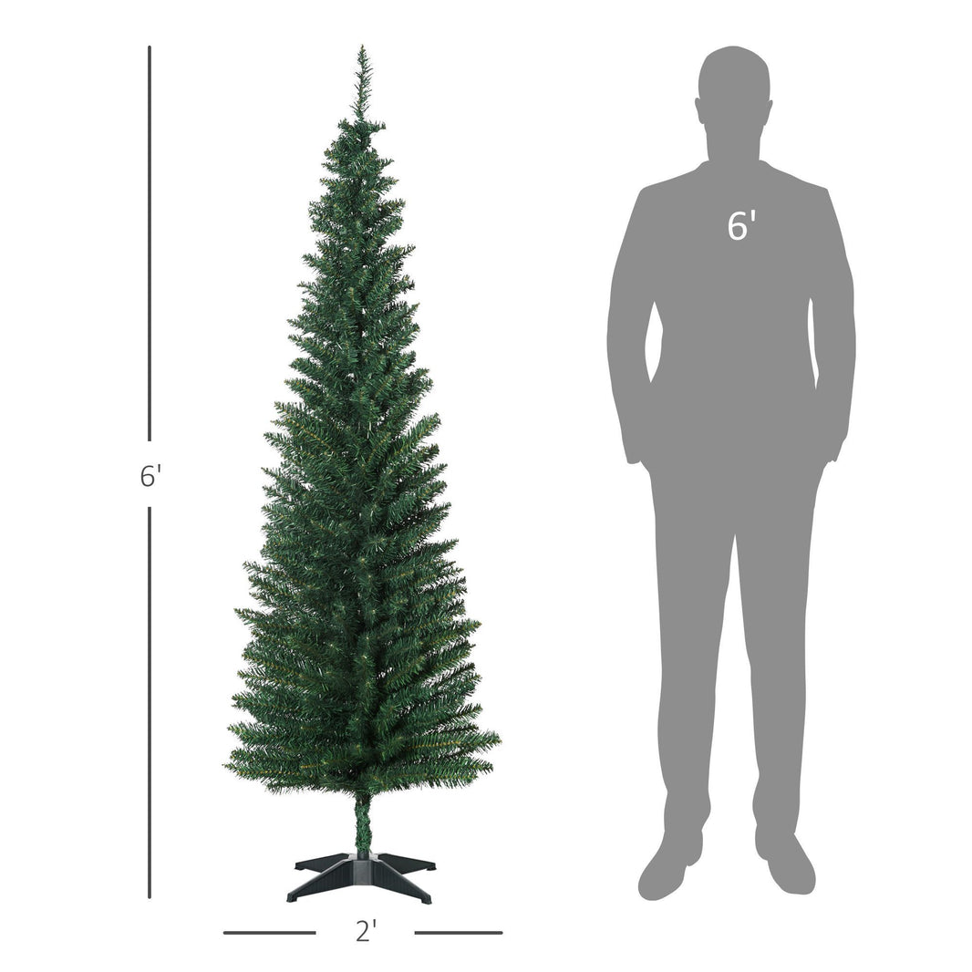 6' PVC Unlit Slim Artificial Pencil Christmas Tree Holiday EX-STOCK Canada 