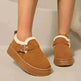 Fashion Round Toe Ankle Boots With Buckle Design Winter Warm Thickened Cotton Shoes Suede Flat Boot For Women - EX-STOCK CANADA