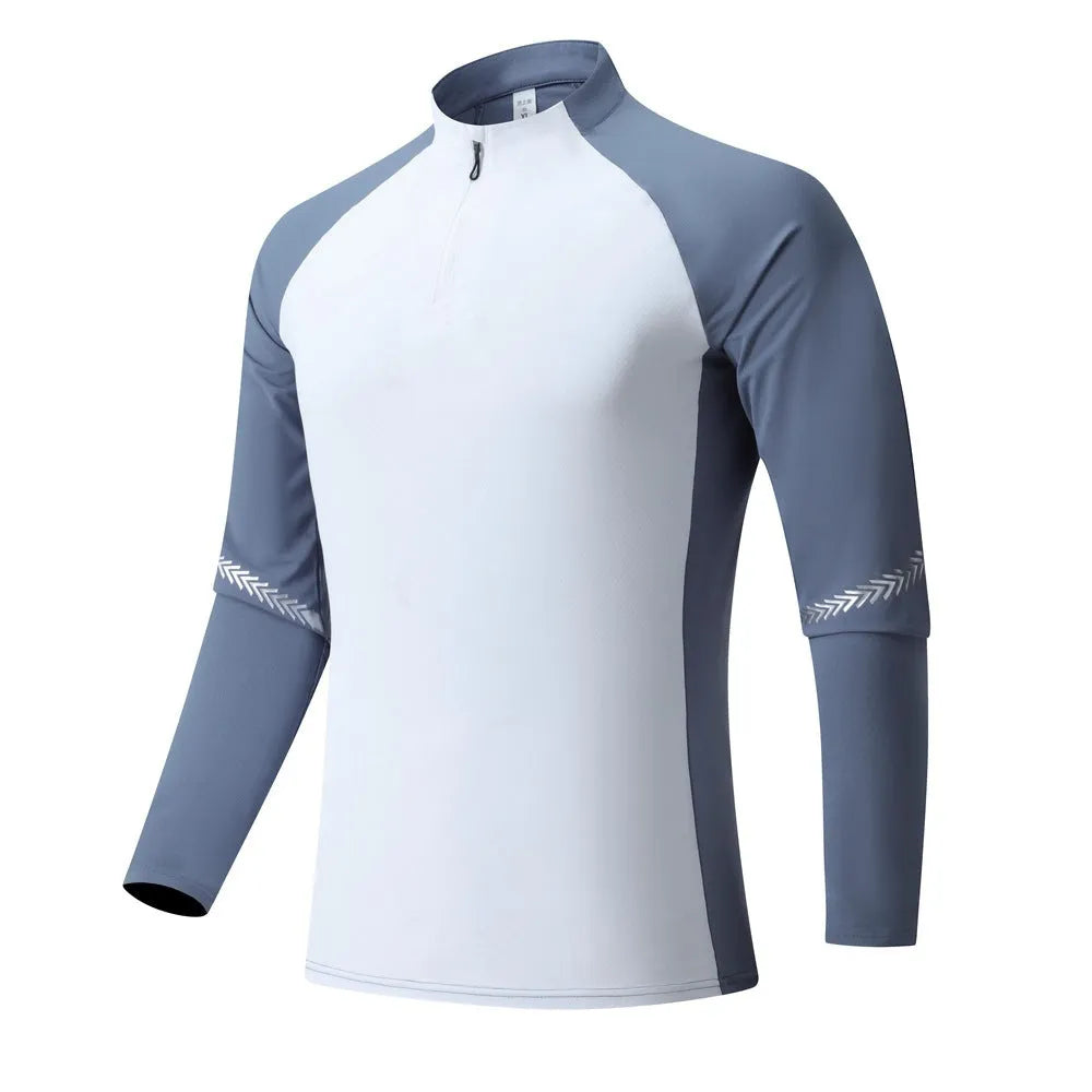 Mock Neck Half Zip  Workout top for Men Long Sleeve exercise top - EX-STOCK CANADA