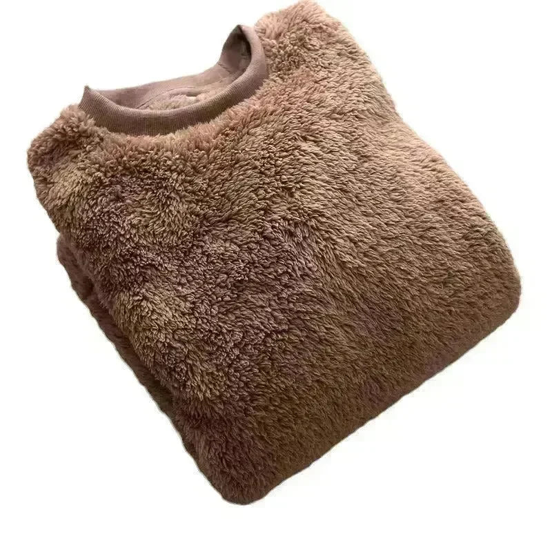 Autumn And Winter Plush Fuzzy Crewneck Pullover top for male - EX-STOCK CANADA