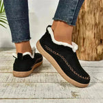 Fashion V-cut Plush Ankle Boots Winter Plus Velvet Flat Snow Boot Casual Warm Solid Suede Cotton Shoes For Women