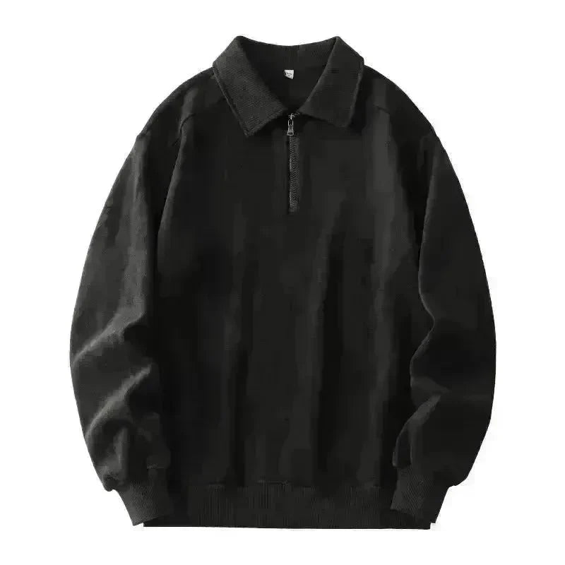 Autumn Winter Fashion Lapel Half-zip fleece Sweatshirt Pullover tops for Men - EX-STOCK CANADA