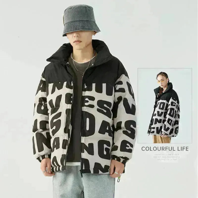 Adolescentes unisex de algodón conmovido encapuchado invernal bacher chaqueta estilo street