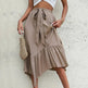 Women's Mid-length Lace-up Irregular Stitching Ruffle Midi Skirt - EX-STOCK CANADA